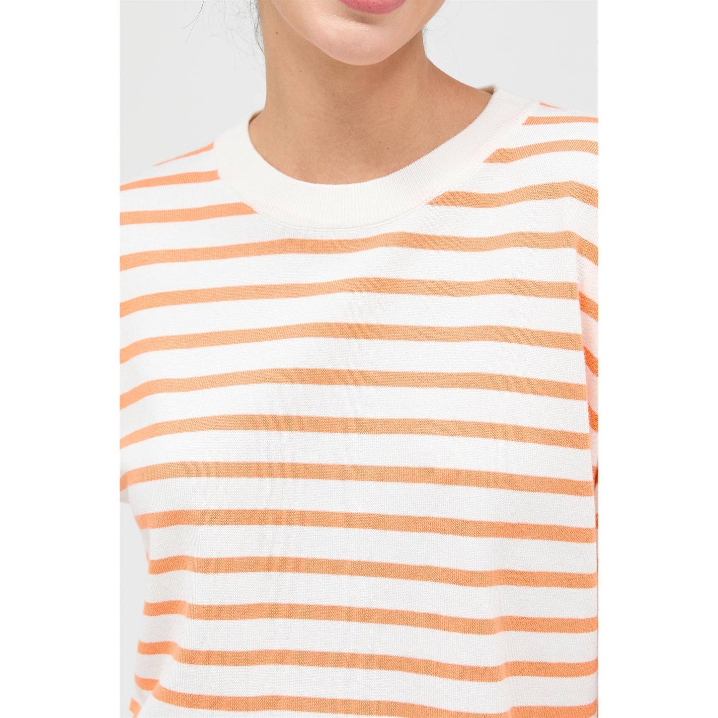 Round Neck Striped Crop Top