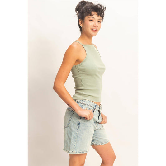 Square Neck Acid Wash Tank Top