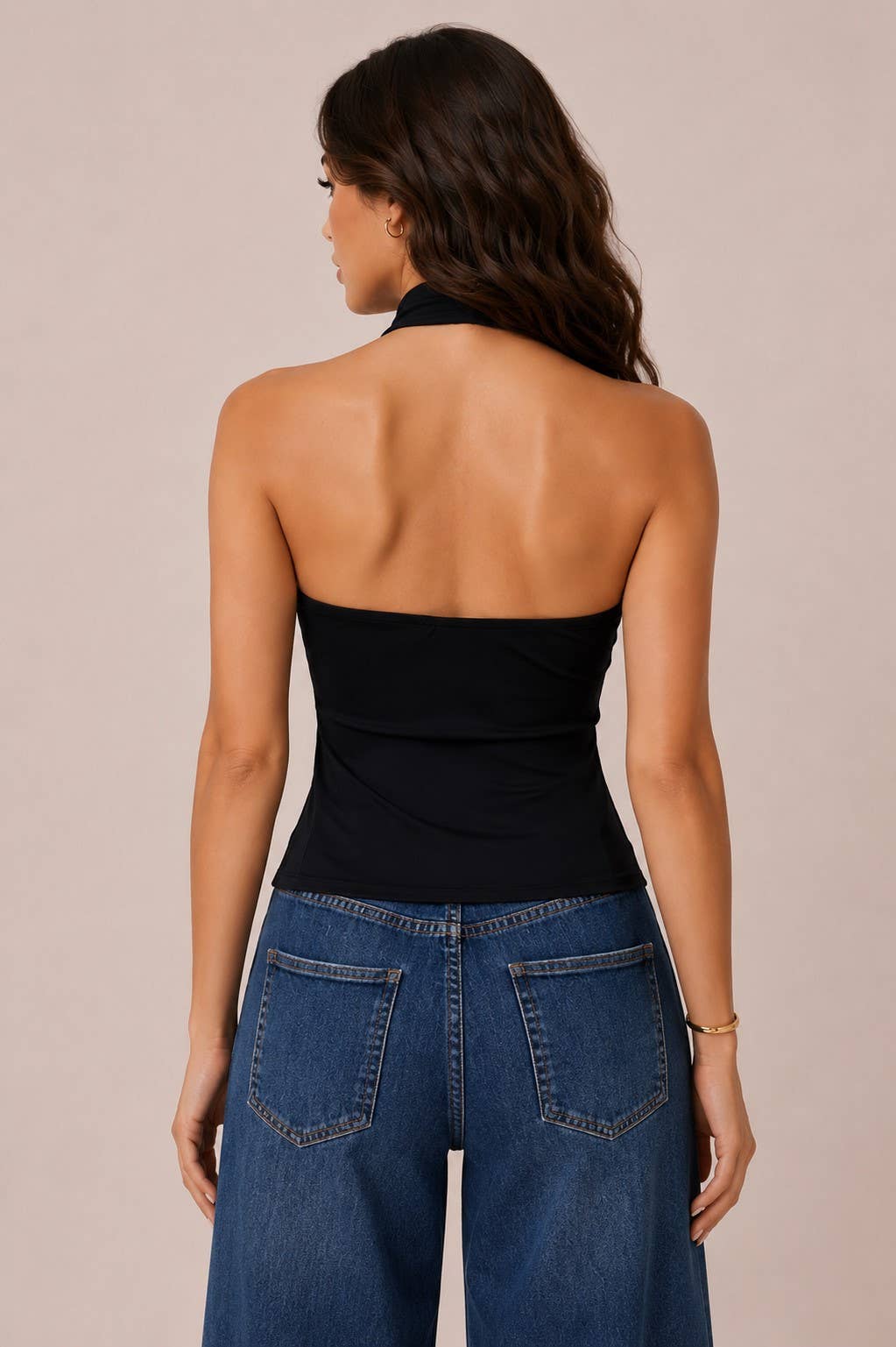 Halter Tank W/ Gold Shell Detail