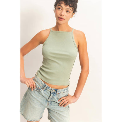 Square Neck Acid Wash Tank Top