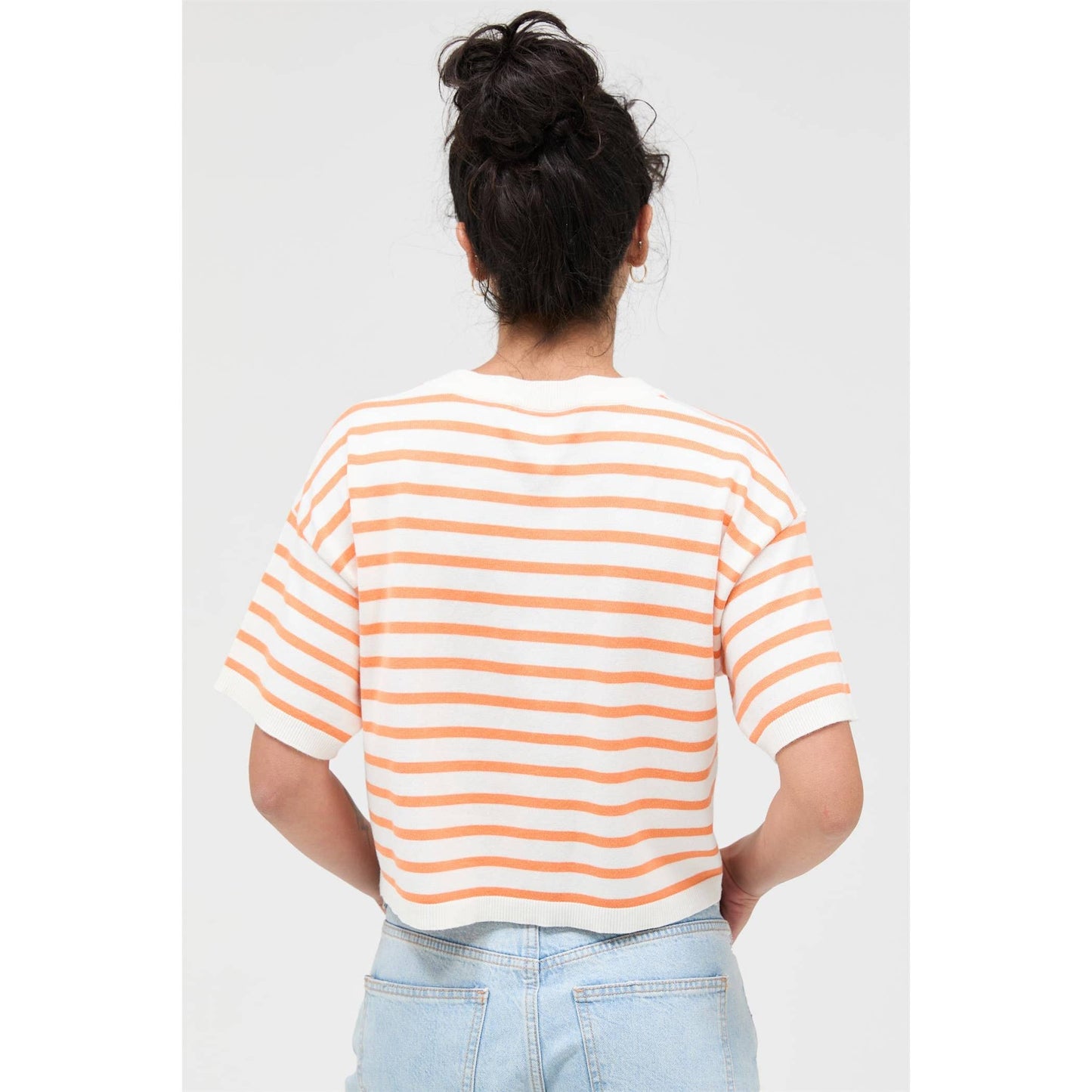 Round Neck Striped Crop Top