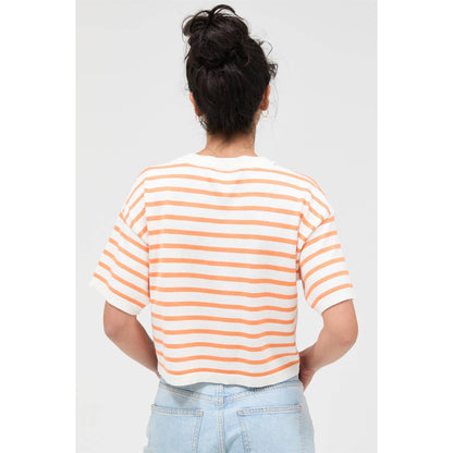 Round Neck Striped Crop Top