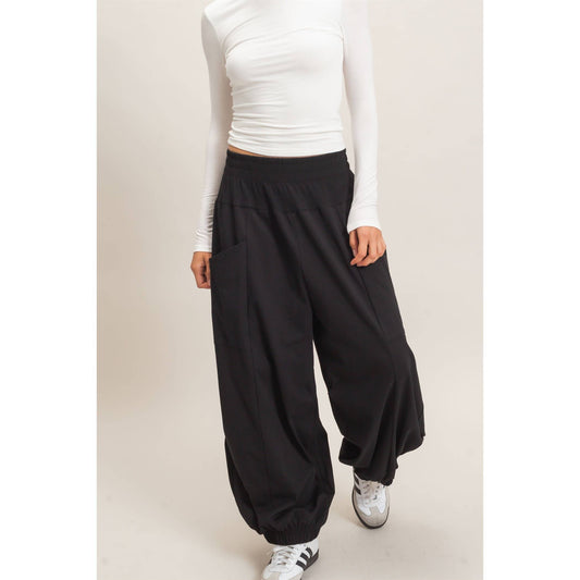 Elastic Waistband Jogger Barrel Pants