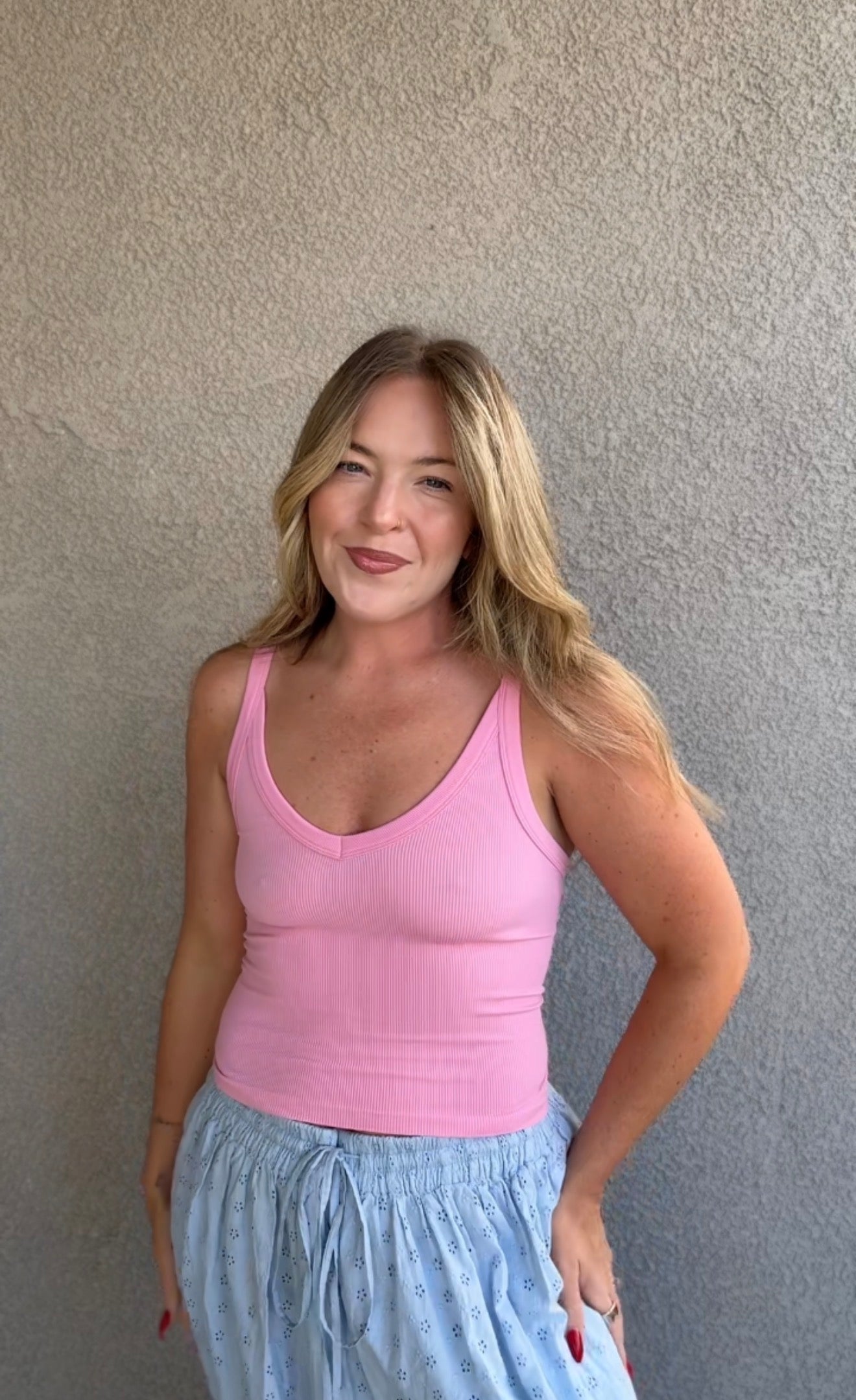 Ribbed V-Neck Tank Top
