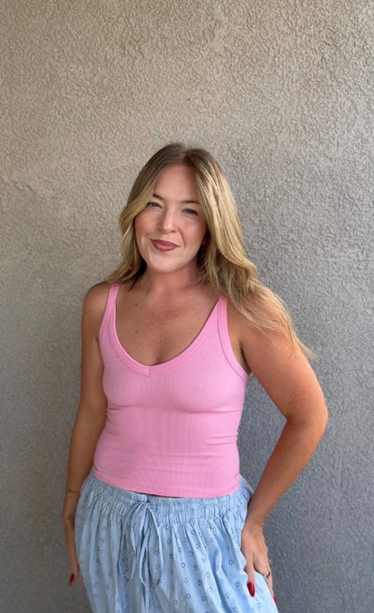 Ribbed V-Neck Tank Top
