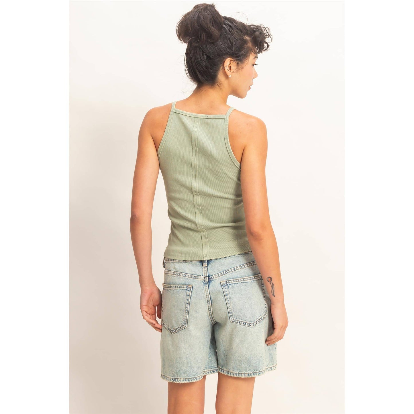 Square Neck Acid Wash Tank Top