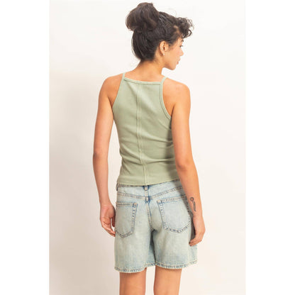 Square Neck Acid Wash Tank Top