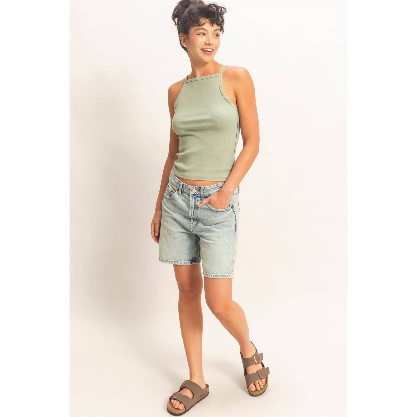 Square Neck Acid Wash Tank Top
