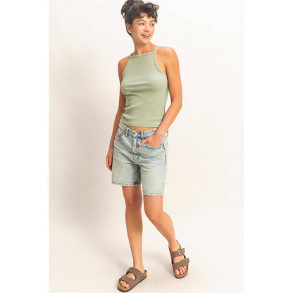 Square Neck Acid Wash Tank Top