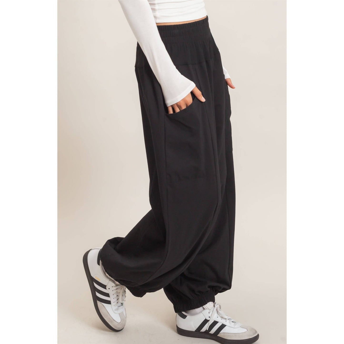 Elastic Waistband Jogger Barrel Pants