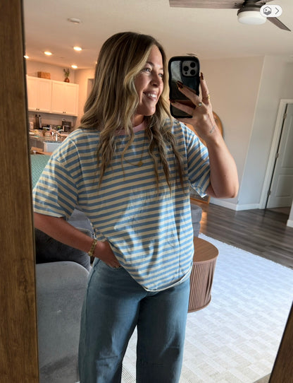 Blue/White Striped Boyfriend Tee