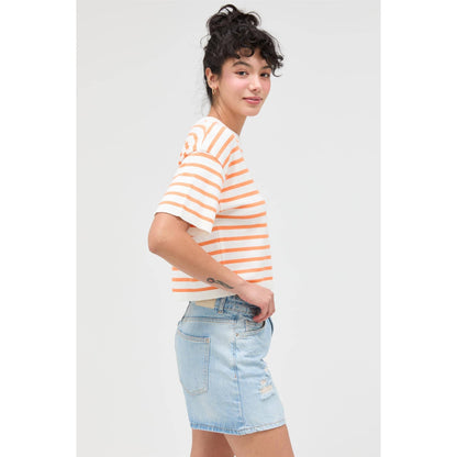 Round Neck Striped Crop Top