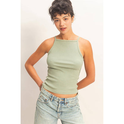 Square Neck Acid Wash Tank Top