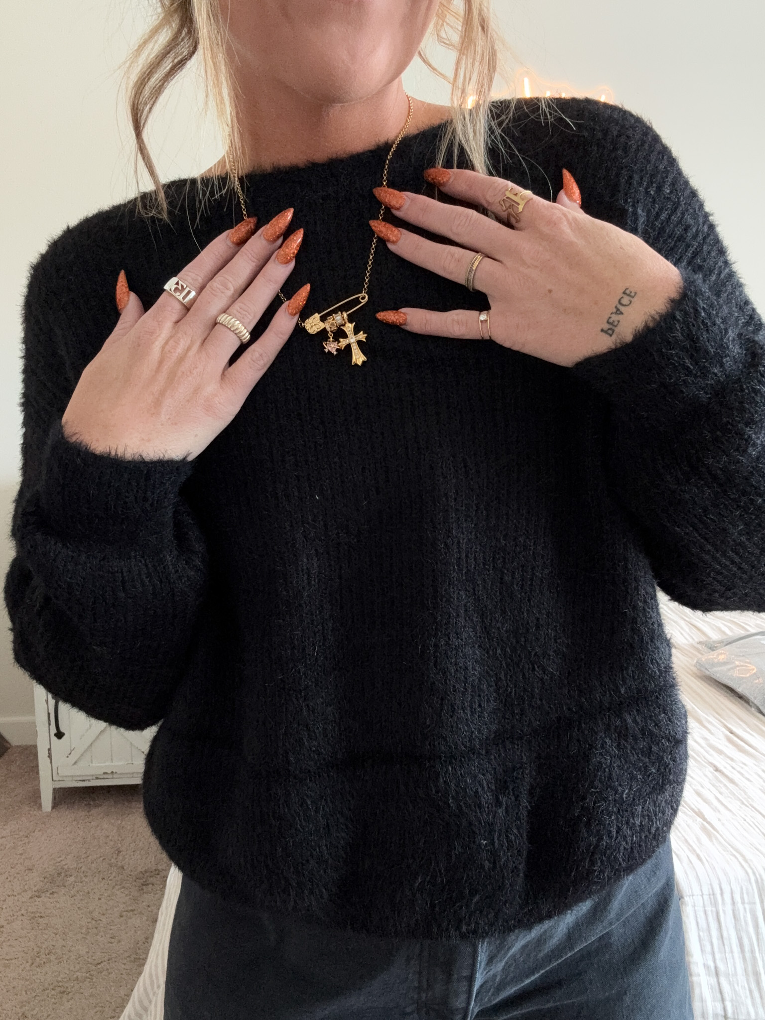 Fuzzy Sweater With Open Back Detail - Image 3