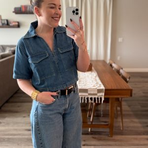 Denim V-Neck Top